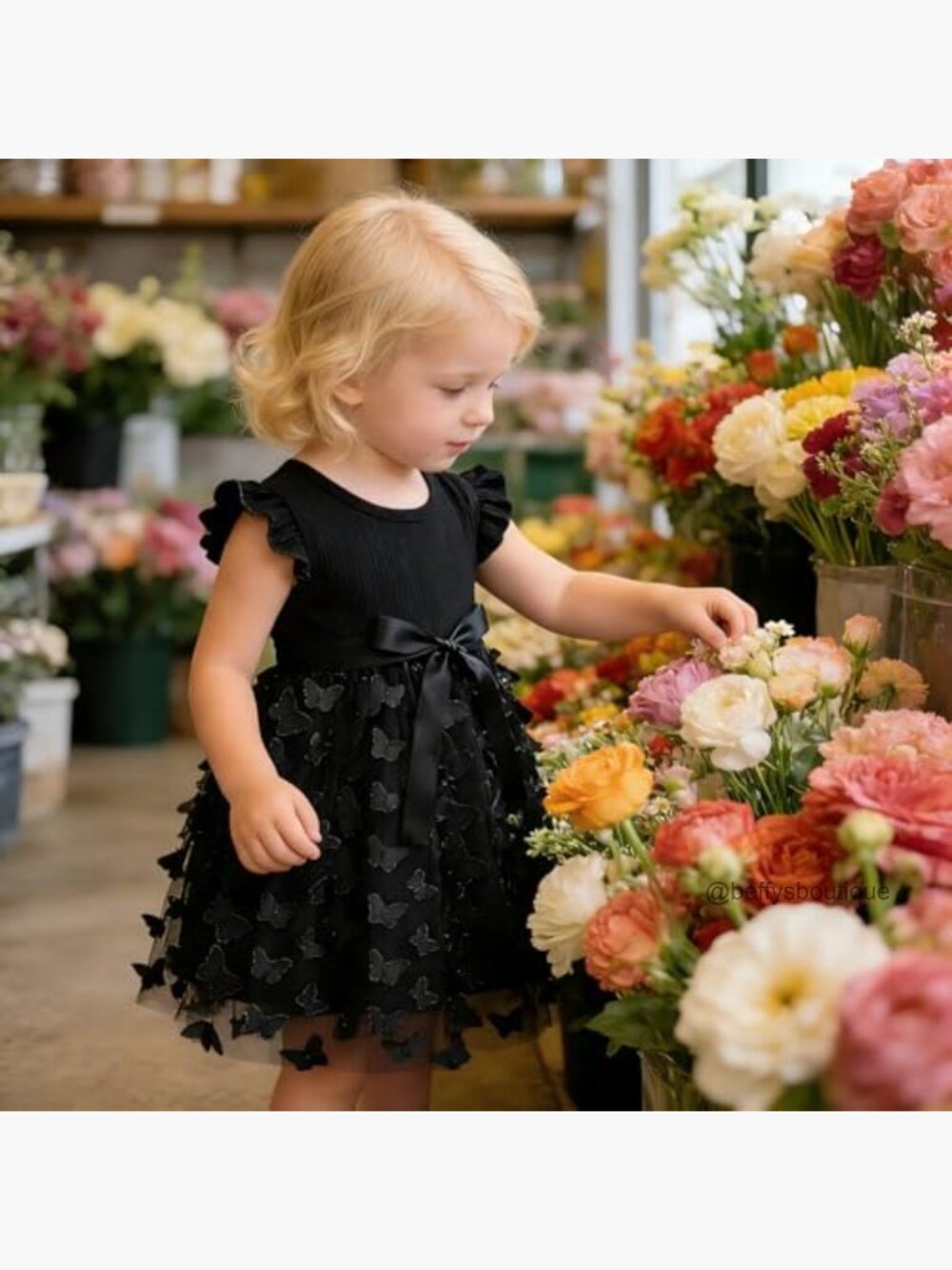 Toddler Girl Tulle Dress, Ruffle Sleeve Tutu for Parties - Picture 3 of 6